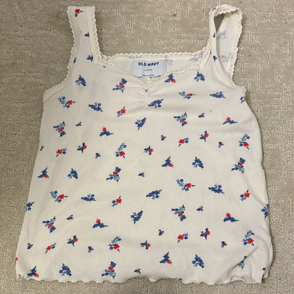 Old Navy Cream Floral Tank Top